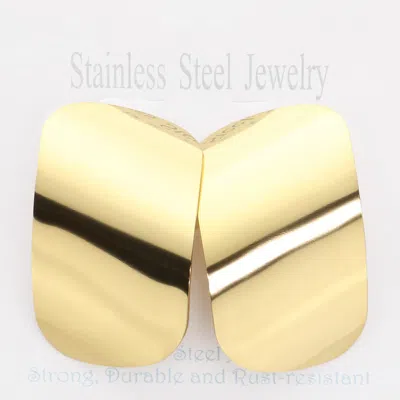 Fashnzfab Stainless Steel Square Dome Earrings - Gold In Gold