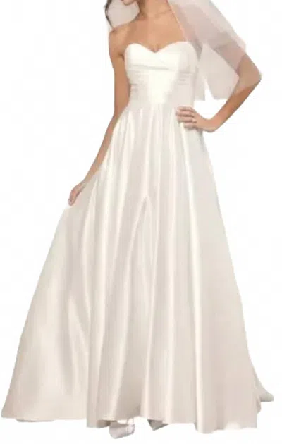 Lulus Khalida Satin Pleated Strapless Dress In White In White
