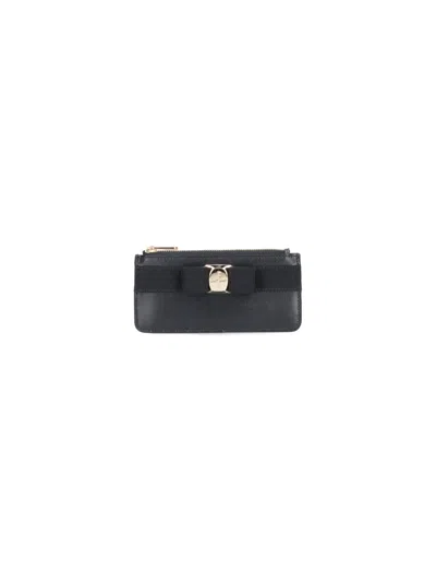 Ferragamo Vara Bow Card Holder In Black