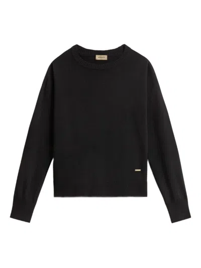 Woolrich Relaxed Fit Black Sweater With Crew Neckline In Black