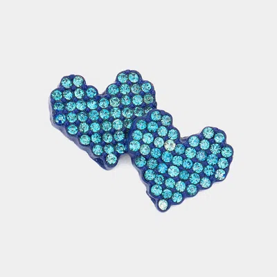 Fashnzfab Crystal Pave Heart Stud Earrings - Blue In Blue