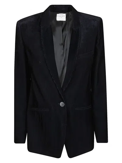 Forte Forte Tailored Black Acetate Jacket With Notched Lapels And Single-button Closure In Black