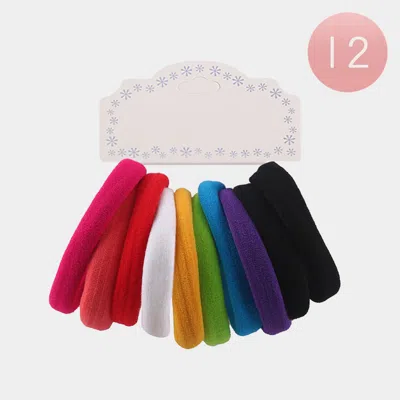 Fashnzfab 12 Set Of 10 - Ponytail Hair Bands 0.3" In Red