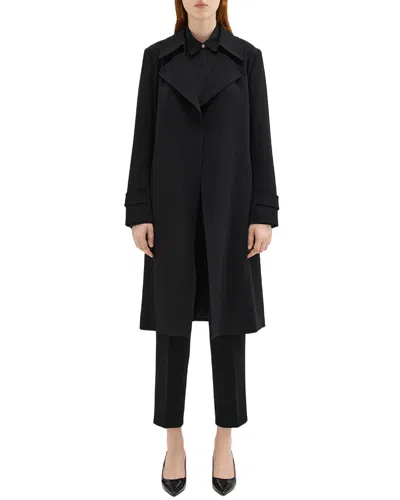 Theory Oaklane Trench Coat In Admiral Crepe In Black