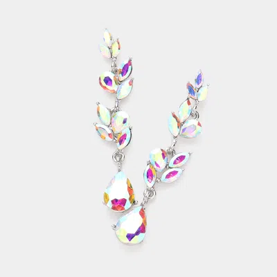 Fashnzfab Teardrop Marquise Stone Link Dangle Evening Earrings - Ab, Silver In Multi