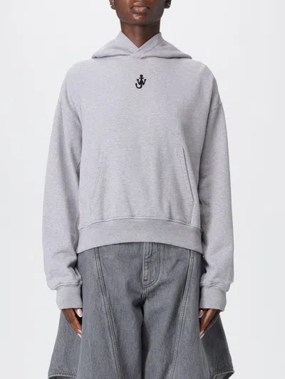 Jw Anderson J. W. Anderson Cropped Grey Hoodie With Relaxed Fit In Black