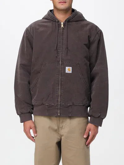 Carhartt Padded Hooded Jacket With Drawstring And Zipper Closure In Brown