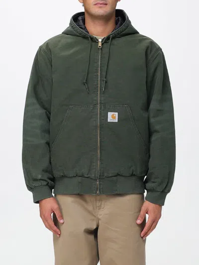 Carhartt Hooded Blazer With Front Pockets And Ribbed Cuffs In Green