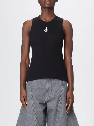 Jw Anderson J. W. Anderson Anchor Fitted Ribbed Top In Black