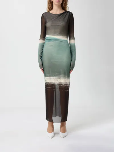 Patrizia Pepe Multicolor Degradé Midi Dress In Multi