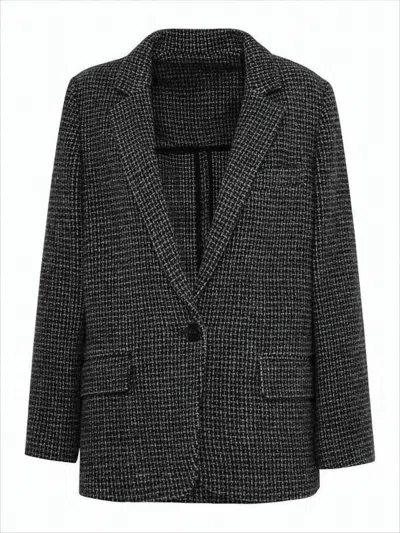 Isabel Marant Tailored Houndstooth Suit Jacket With Notched Lapel In Gray