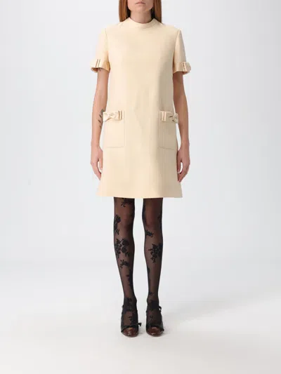 Valentino Knee Length Dress With Bow And Pockets In Nude