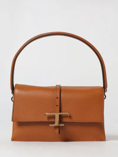 Tod's Leather T Timeless Mini Flap Bag In Brown