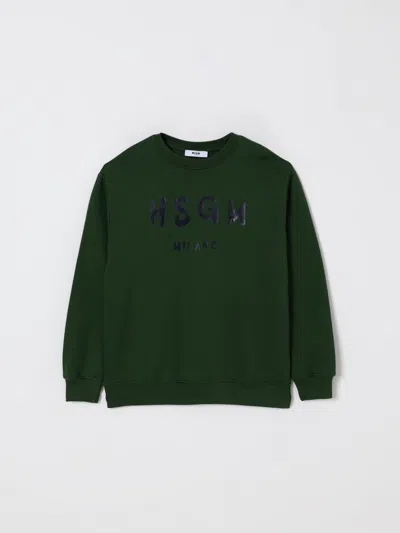 Msgm Logo-print Sweatshirt In Green