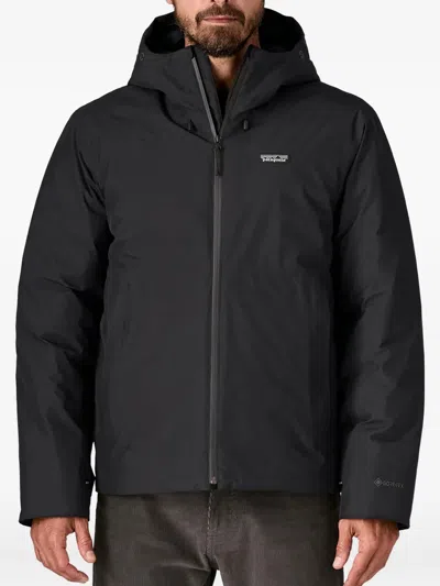 Patagonia Hooded Logo Jacket In Black