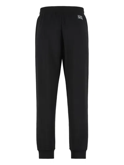 Ea7 Emporio Armani Track Pants In Cotton In Black