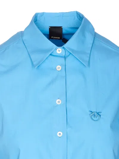 Pinko Long Sleeve Top Embroidered Logo In Blue