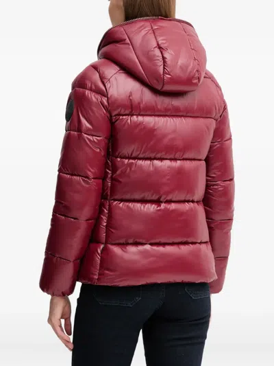 Save The Duck Lois Hooded Padded Jacket In Red