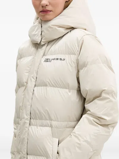 Karl Lagerfeld Jeans Hooded-neckline Puffer Jacket In Neutral