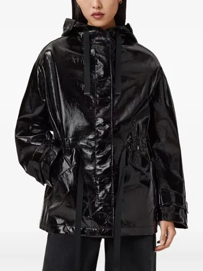 Allsaints Kelsie Drawstring-waistband Hooded Jacket In Black