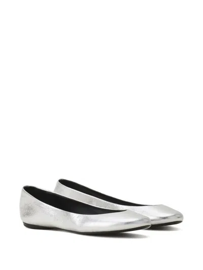 Lanvin Metallic-finish Leather Ballet Flats In White