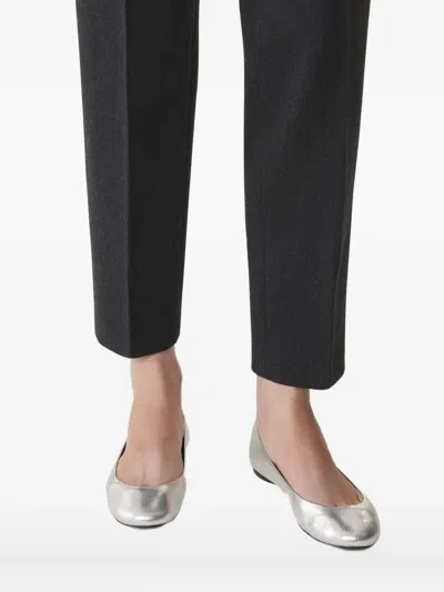Lanvin Metallic-finish Leather Ballet Flats In White