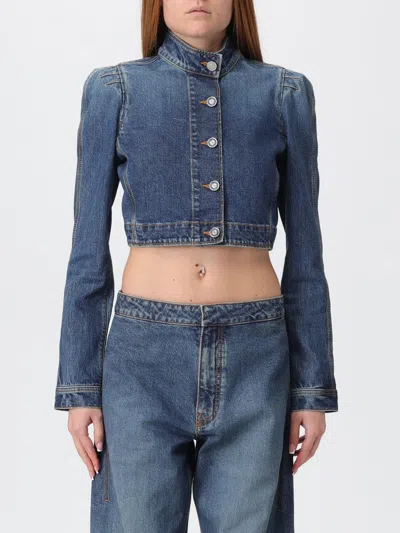 Alaïa Alaia Blue Washed Denim High-neck Jacket Women