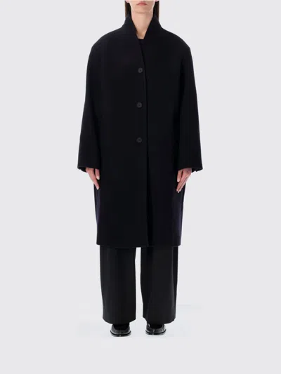Studio Nicholson Long Coat With Structured Shoulders And Pockets In Black