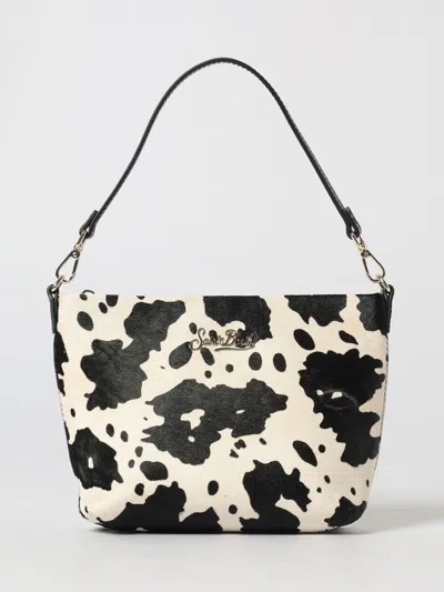 Mc2 Saint Barth Aline Cow-print Leather Clutch Bag In White