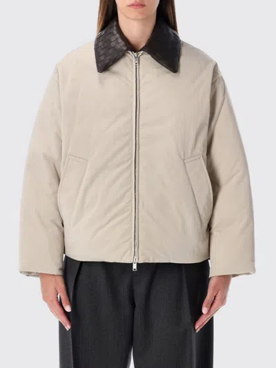 Bottega Veneta Insulated Nylon Jacket Featuring Quilted Collar In Gray