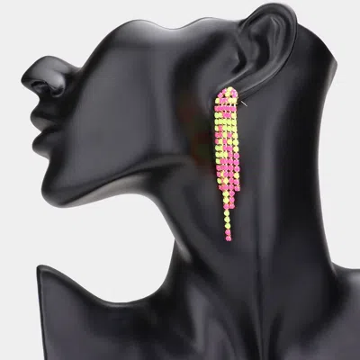 Fashnzfab Two Tone Bead Fringe Dangle Earrings - Pink In Multi