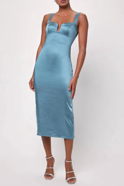 Lulus Gemma Satin U Front Dress In Indigo Blue In Blue