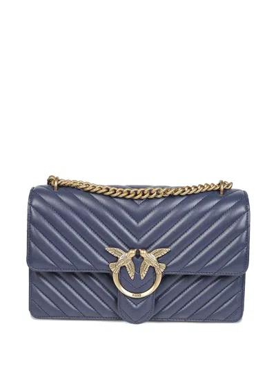 Pinko Chevron-pattern Chain-strap Shoulder Bag In Blue