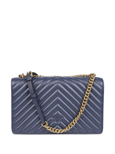 Pinko Chevron-pattern Chain-strap Shoulder Bag In Blue