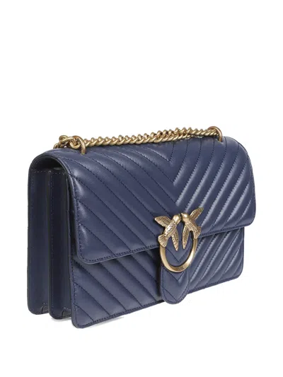 Pinko Chevron-pattern Chain-strap Shoulder Bag In Blue