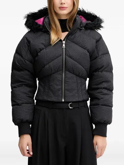 Versace Jeans Couture Crinkled Puffer Jacket In Black