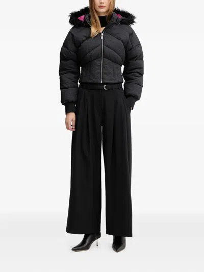 Versace Jeans Couture Crinkled Puffer Jacket In Black