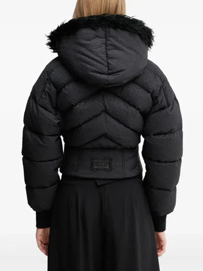Versace Jeans Couture Crinkled Puffer Jacket In Black