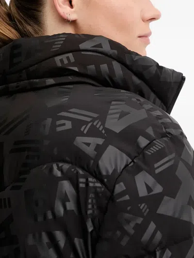 Ea7 Monogram-print Puffer Jacket In Black