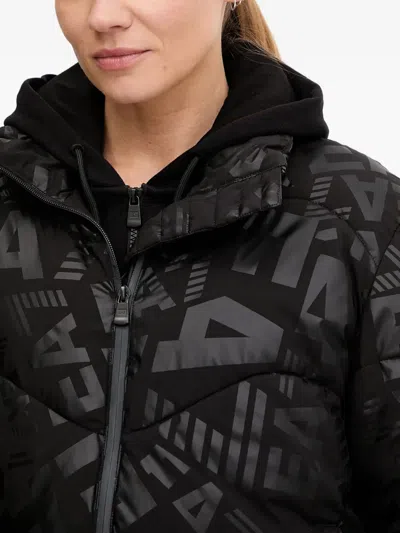 Ea7 Monogram-print Puffer Jacket In Black
