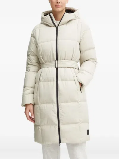 Jack Wolfskin Frozen Lake Belted Hooded Coat In Neutral