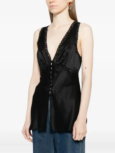 Reformation Womens Addie V-neck Silk Top Black In Black