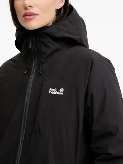 Jack Wolfskin Zip-fastening Hooded Performance Jacket In Black