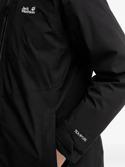 Jack Wolfskin Zip-fastening Hooded Performance Jacket In Black