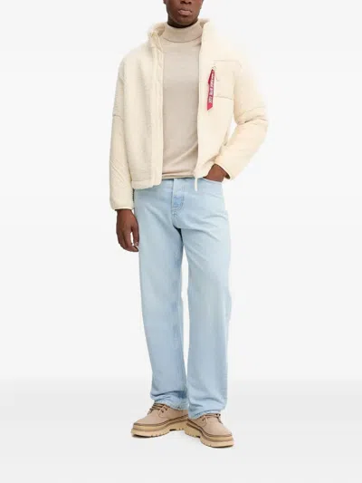 Alpha Industries Zip-pocket Fleece Jacket In Neutral
