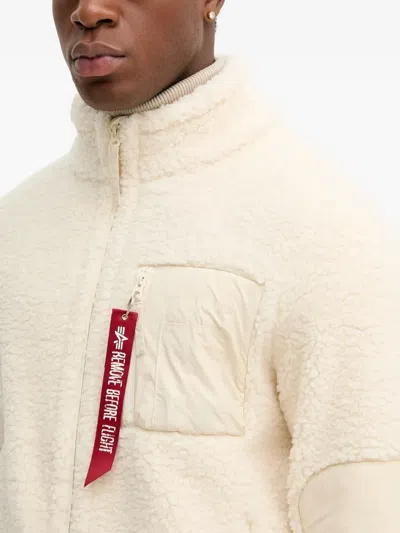 Alpha Industries Zip-pocket Fleece Jacket In Neutral
