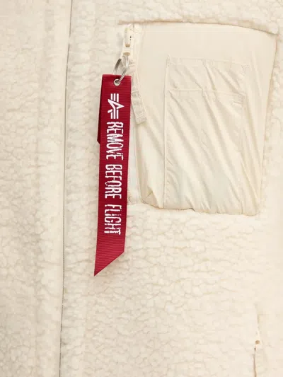 Alpha Industries Zip-pocket Fleece Jacket In Neutral