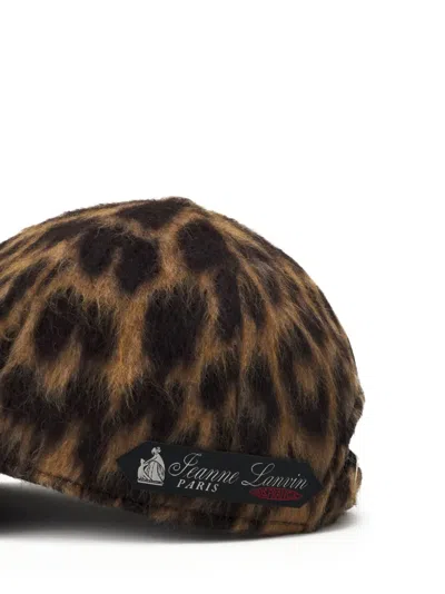 Lanvin Leopard-print Cap In Brown