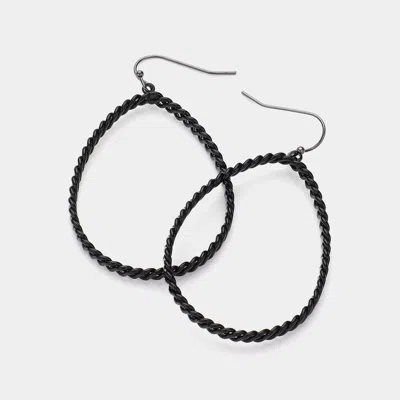 Fashnzfab Metal Thread Teardrop Dangle Earrings - Jet Black In Black