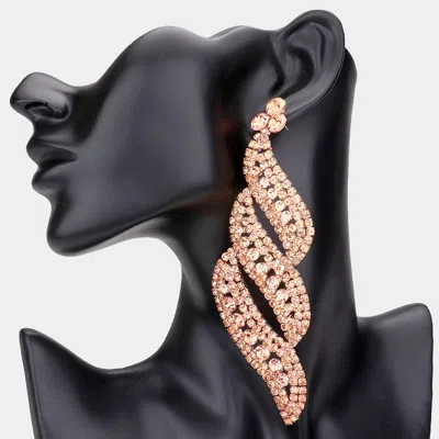 Fashnzfab Oversized Pave Crystal Rhinestone Evening Earrings - Peach In Gold